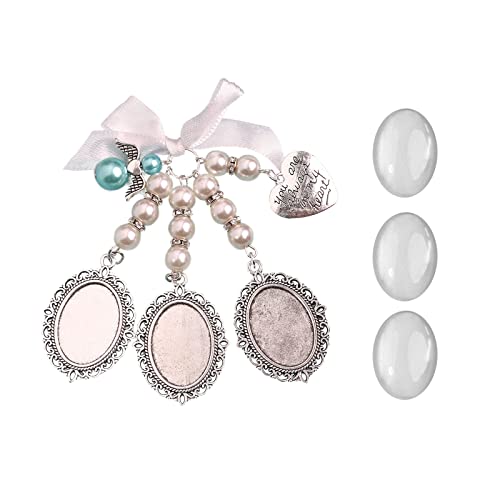 Broche con colgante de lazo para fotos, diseño de ramo ovalado, para boda, para madre de la novia