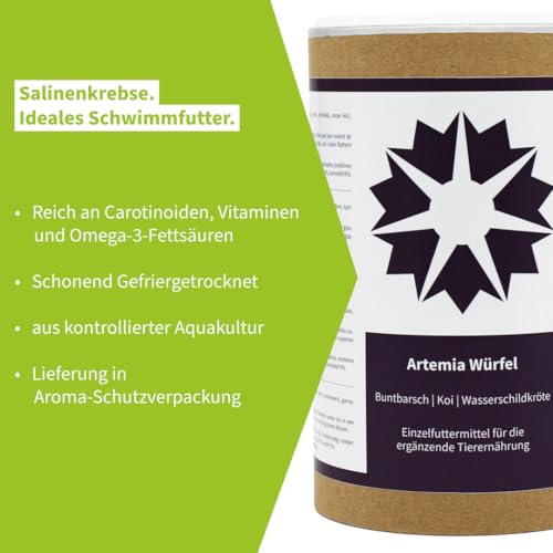 algova Artemia Würfel FD gefriergetrocknet 2L = 180g | Gesiebt & Frei von Abrieb | Zierfischfutter | Schwimmfutter