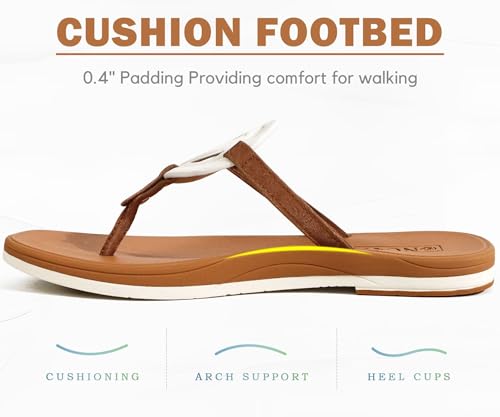 Image of ONCAI Womens Flip Flops Fashion Flat Sandals Summer Vacations Casual Cute Slip On Dressys Sandals for Woman Size 6-11