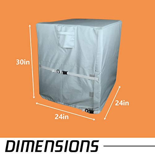 LBG Products Square Air Conditioner Coverfor Central AC Outdoor Condenser Units, Heavy Duty All Weather Protection, 24L x 24W x 30H inches Grey Color with Light Blue - Thumbnail 6