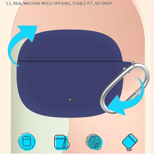 Image of Anvique Silicone Case Cover for Oneplus Nord Buds 4 Pro, Scratch Resistance, Shock Absorption, with Premium Carabiner (Blue R)
