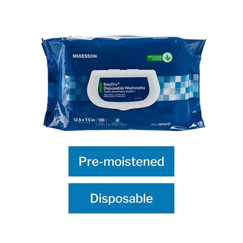 Image of McKesson Staydry Disposable Washcloths with Aloe, Pre-moistened, 8 X 12 inch, Soft Pack