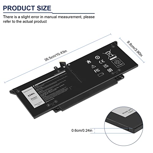 Image of JHT2H Laptop Battery for Dell Latitude 7310 7410 Latitude 7410 Chromebook Enterprise Series P33S P34 S4V5X2 YY3GJ 2561J Y7HR3 35J09 HRGYV 0HRG WY9MP XMV7T 09YYF 7CXN6 T3JWC K36KR X825P XMT81 XMV7T