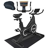 STEADY スピンバイク Plus【Zwift/アプリ連動/静音/組立簡単】 エアロバイク フィットネスバイク 家庭用 ST145 (03.ブラック/マット・サドルカバー付き)