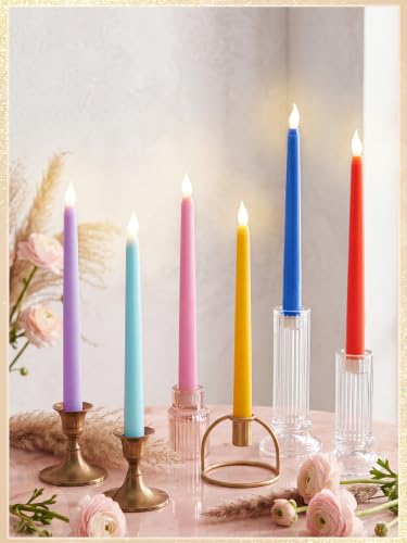 Image of Treela 36 Pieces Flameless Taper Candles Flickering Faux LED Battery Operated Electric Fake Candles for Christmas Halloween Birthday Wedding Party(Multicolor,0.8x11 Inches,Smooth)