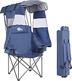 Camping Chair with Canopy Beach Chair with Canopy Shade Oversized Folding Canopy Chair for Camping, Beach, Picnics, Fishing, Sports - High Back, Padded Headrest, Cup Holder, Pocket - Support 400 LBS