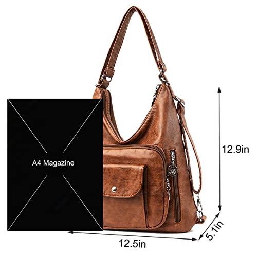 Image of Convertible Backpack Purse for Women PU Leahter Handbag Fashion Hobo Multiple Pockets Tote Satchel Shoulder Bag