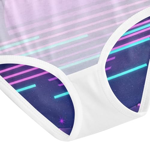 Retro Neon Purple Gradient Sun Toddler Girl Undies, Girls' Cotton Brief Underwear, 2T–8 Years4