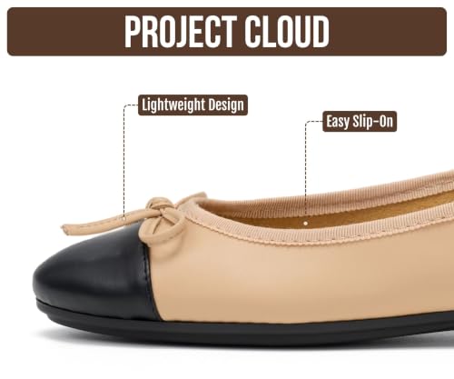 Image of Project Cloud Ballet Flats for Women Shoes - Genuine Leather Insole and Lightweight Mary Jane Flats - Non-Slip and Comfortable Womens Shoes