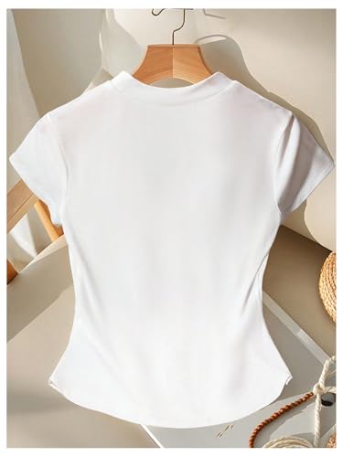 GORGLITTER Women's Cap Sleeve Button Up Sweater Ruched Lightweight Knit Fall Tops Business Casual Going Out Pullover2