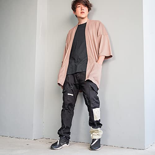 Image of Men's Long Oversized Kimono Cardigan Noragi Japan Jacket Haori Man Yukata Coat