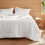 Bedsure Cooling Comforter Queen Size - Rayon Derived from Bamboo Blend & Breathable Lyocell Grey Comforter, Natural Cool Duvet for Hot Sleeper, Ultra-Soft and Moisture-Wicking, White, 88x88 Inches