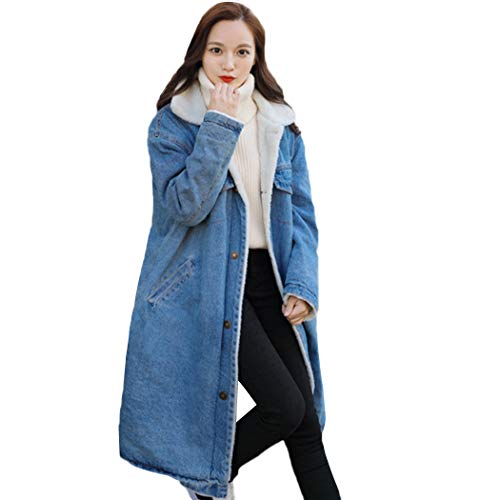 Azastar Women's Warm Sherpa Lined Denim Coat Fleece Plus Size Jacket Outwear