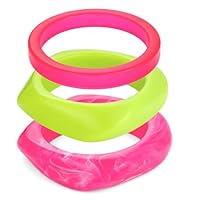 HUAYUNFANG 3PCS Colorful Acrylic Resin Bangle Bracelet for Women Chunky Geometric Irregular Acrylic Resin Bracelets Bold Statement Jewelry