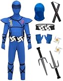 GZ-LAOPAITOU Kids Ninja Costumes for Boys Deluxe Ninja Suit Halloween Cosplay Costumes Party Dress Up with Accessories