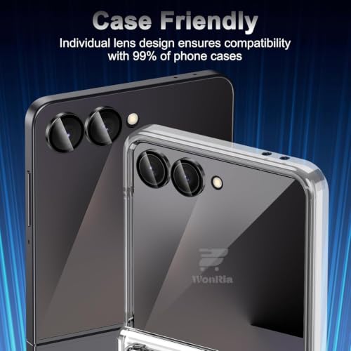 Image of WonRia Pack 2 - Camera Lens Protector Ring Compatible with Samsung Galaxy Z Flip 8 5G Camera Aluminum Alloy Rings, Ultra-HD Metal Frame- Black
