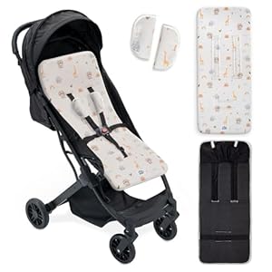 Interbaby Colchoneta Silla Paseo Universal para Verano | Safari Beige | Transpirable y Cómoda | Funda Carro Bebe 100% Algodón, 84x34cm, Protectores para Arnés