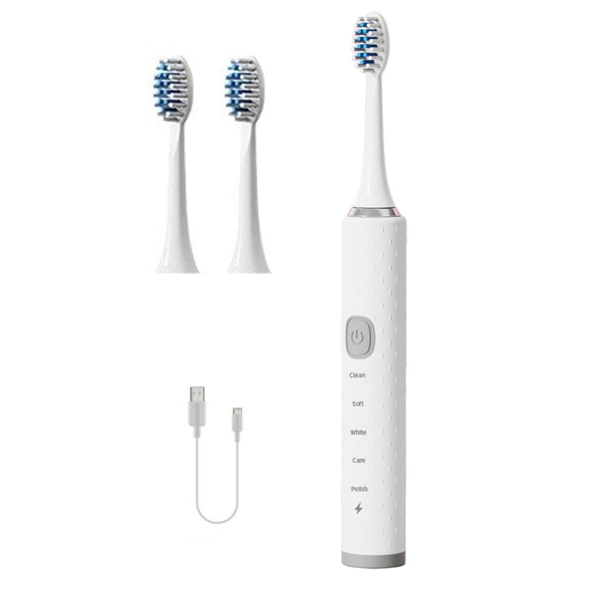 TLISMI USB Rechargeable Soft Bristle Battery Powered Sonic Technology Electric Toothbrush with 2 Extra Interchangeable Brush Head & 5 Vibrating Cleaning & Brushing Modes for Adults (Pack of 1)
