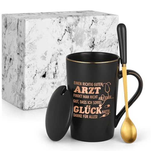 Joymaking Dankeschön Geschenke Arzt Tasse mit Spruch - Einen richtig guten Arzt findet man nicht alle Tage lustige Kaffetasse Geschenk für Ärzt, 400ml Schwarz