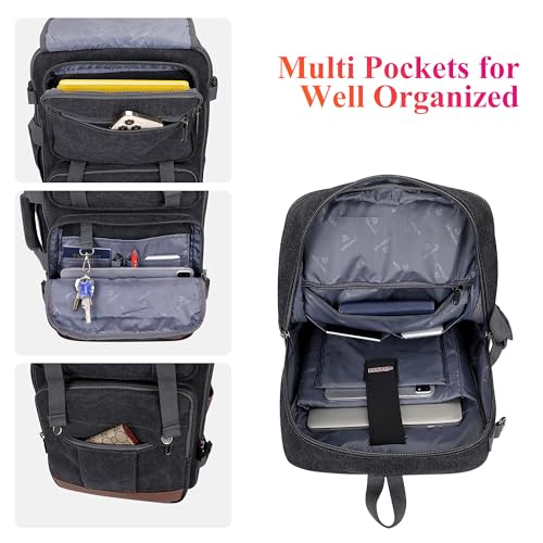 Image of WITZMAN Canvas Travel Backpack for Men Large Laptop Backpack Fit 16 inch Carry-on Airline Approved Shoulder Rucksack