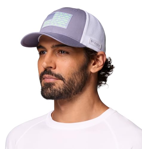 Image of Columbia Unisex PFG Fish Flag Mesh Ball Cap, New Moon /Fish Flag, L /XL