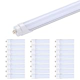 JOMITOP 8ft 6000K T8 LED Tube Light for Garage 45W Replacement 100 Watt Fluorescent Tube Lamp, Double-Ended Power, Single Pin FA8 Base Pack of 25