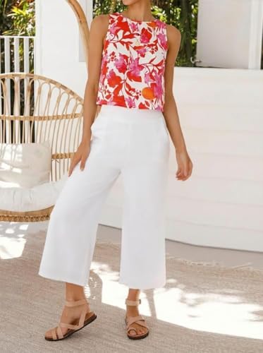 Image of IDEALSANXUN Womens Linen Crop Tank Tops 2026 Spring Summer Sleeveless Tops