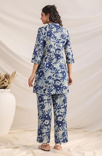 Image of Janasya Women's Pure Cotton Floral Printed Straight Co-ord Set