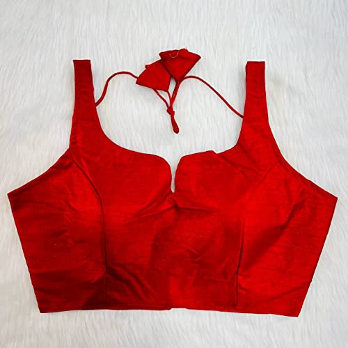 Image of Pujia Mills Women's Heavy Phantom Silk Bollywood Style Sleeveless Trendy Blouse(Veda)