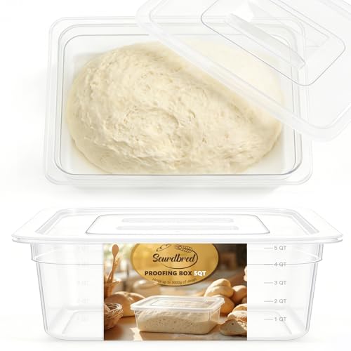 Dough Proofing Container, 5Qt Large Capacity Holds Up to 6.6Lb of Dough, BPA-Free Tray with Lid Dough Rising Box for Bread, Sourdough, Pizza Dough Stackable Dough Container(Clear 1 Pack)