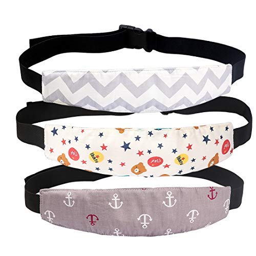 CIEHER 3 Pack Infant Head Support Band Strap for Car Seats Stroller Headrest