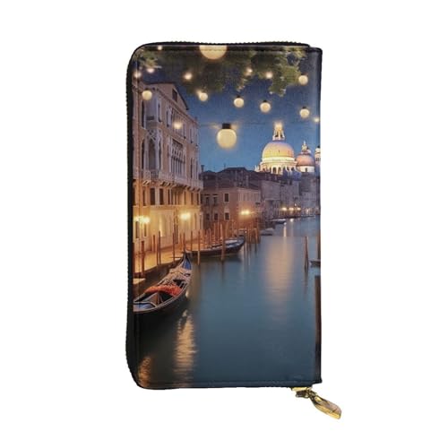 Beautiful Venice At Night Wallet For Women Men Clutch Rfid Blocking Leather Wallets Large Capacity Purse Credit Card Holder Money Case With Zipper Phone Holder Long Travel Purse