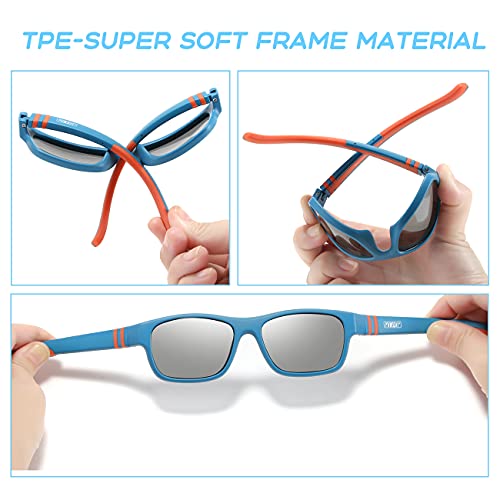MARIDA Youth Baseball Sunglasses, Unbreakable TR90 Frame Polarized Kids Sunglasses for Youth Aged 4-122
