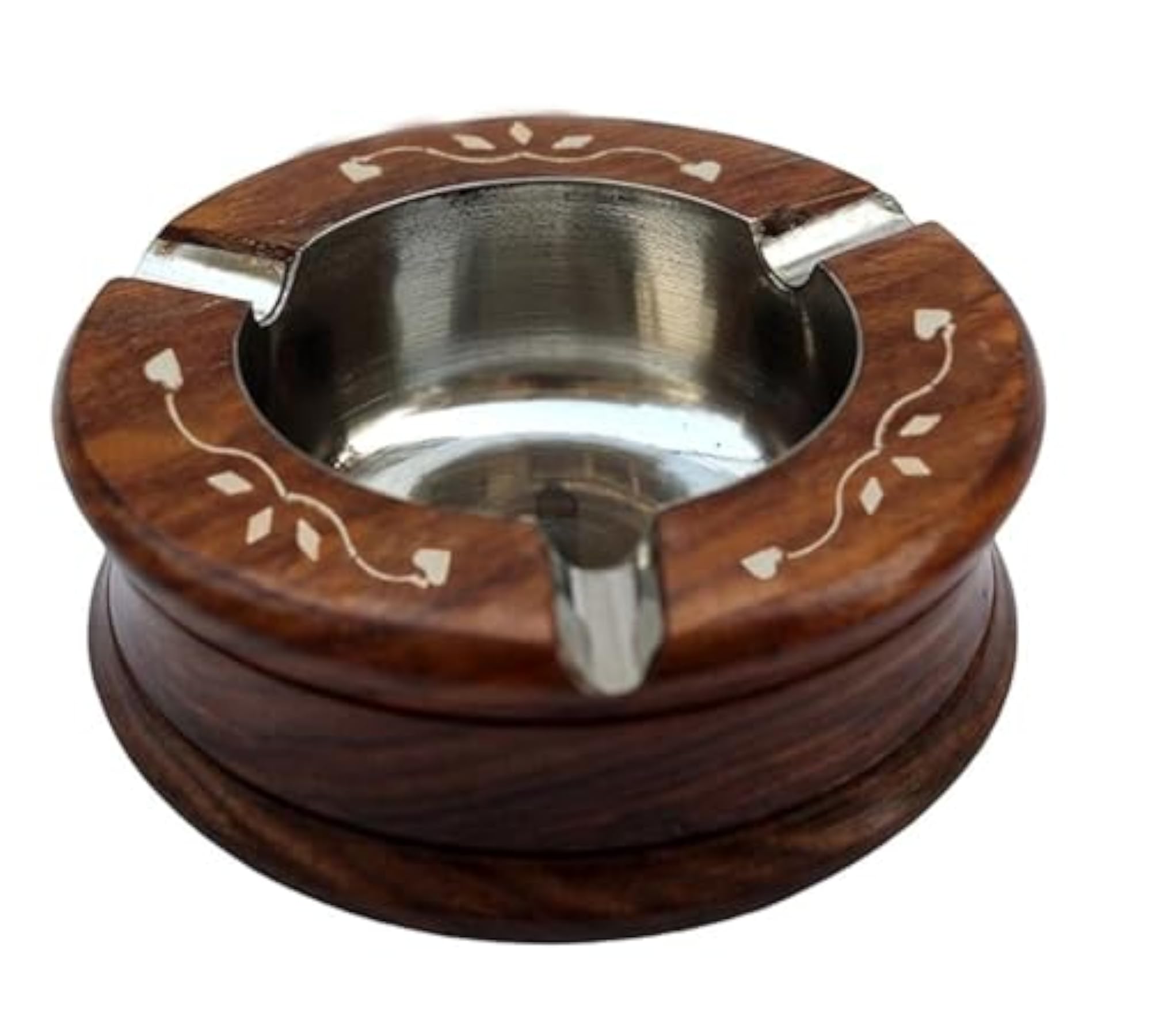 Wooden Cigarette Ashtray with Drawer and 4 Holders
