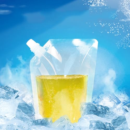 9.6oz Plastic Flask Collapsible Emergency Water Container Bag BPA Free Food Grade Storage Jug No-Leak Freezable Odorless Drink Juice Pouches for Outdoor Sport Camping Hiking Backpack Events (20Pack)