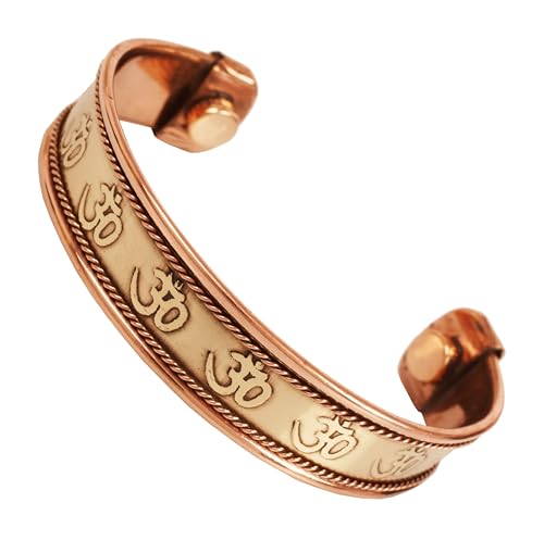 Touchstone Copper Bracelet Tibetan Style. Hand Forged with Solid and High Gauge Copper for Women Men. Hindu Spiritual Message