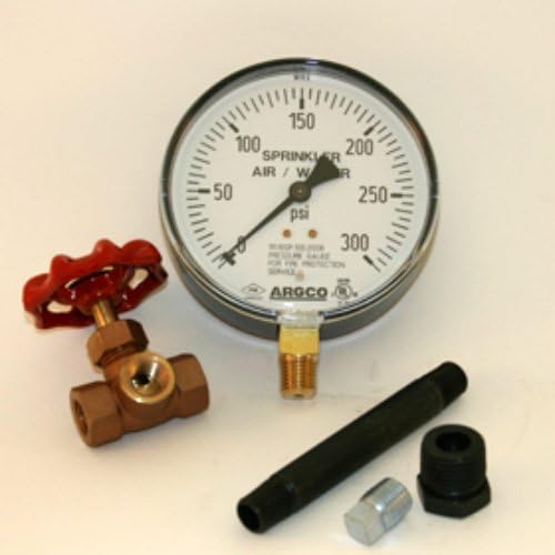 Plastic 300# Air/Water Gauge 1/4" Boxed with valve, nipple, plug and bushing USA MADE