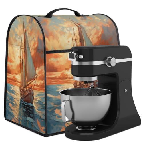 Coffee Maker Cover Ocean Sailboat Kitchen Appliance Covers Small Appliance Covers Blender Cover Juicer Cover Dust Covers for Kitchen Appliances with Top Handle and Pockets,Washable,B193