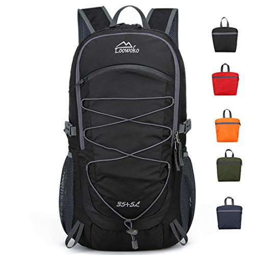Loowoko 50L Hiking Backpack, Waterproof Camping Essentials Bag with Rain Cover, 45+5 Liter Lightweight Backpacking Back Pack