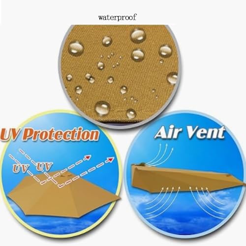 9ft Half Umbrella Replacement Canopy - Coffee Color, 2.7m Small Wall Umbrella Top Cover - Durable 5 Ribs Design for Outdoor Patio Use