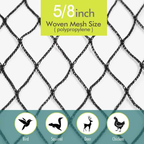 Bird Netting for Garden, Fetanten 13 x 40 FT Netting for Garden Protection Vegetables Fruit Trees Blueberry from Birds Deer Poultry, Heavy Duty Woven Mesh Net Animal Fencing with Ties and Staples by Fetanten - Used condition - Image 5