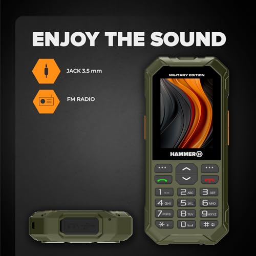 Tastentelefon Hammer 6 LTE Military Edition, großer Akku 2500mah bis zu 7 Tage Standby, Taschenlampe und SOS-Taste, Volte-Technologie, beleuchtete Tasten, IP68 1,5 Meter Droptest, 2,4 Zoll Bildschirm