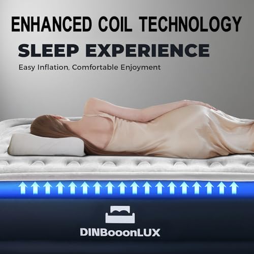 Dinbooonlux 18" KING 18 Inch King Size Air Mattress With Bulit In Pump Inflatable Airbed Luxury Double High Self Inflation Deflation thumb #1