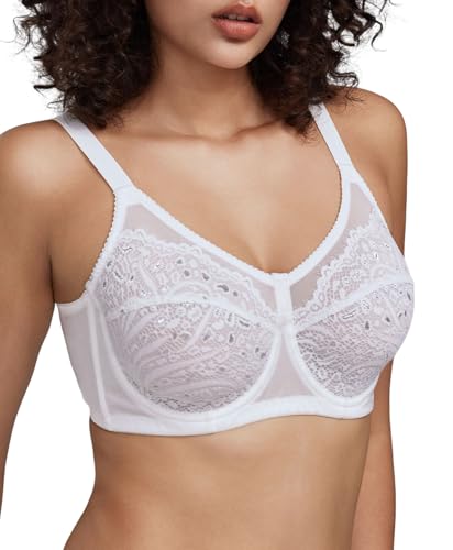 Image of Minimizer Bras for Women Full Coverage Lace Unlined Underwire Bras