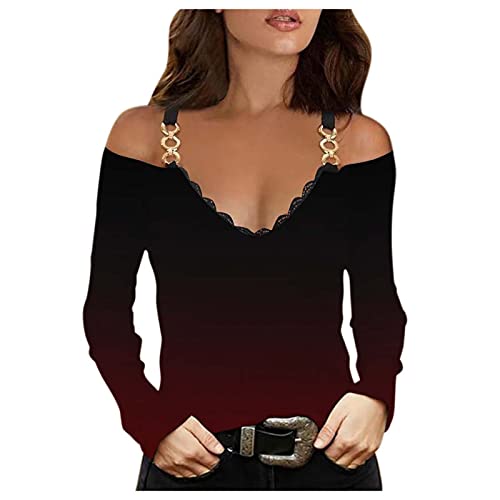 HSLL Womens Color Block Round Neck Tunic Tops Casual Long Sleeve Shirt Blouse Hawaii Graphic tees Toddler Graphic tees XL Graphic tees(B3-Red,XXL)