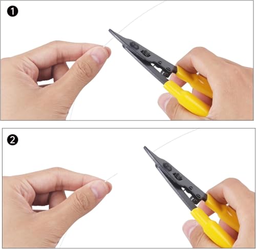 Image of COOLCOLD Fiber Optic Stripper, 3 Port Hole Fiber Optic Stripping Tool with 6 inch handle - Hex Key Pigtail Pliers /Cutter /Clamp Tool /Comfort Grip For Home /Factory /Office (Yellow)