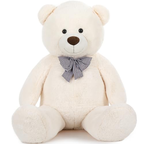 Image of MaoGoLan Giant White Teddy Bear Stuffed Animal 5 Feet,Soft Cuddly Smiling Face Big Teddy Bear Plush Gift for Boyfriend Girlfriend