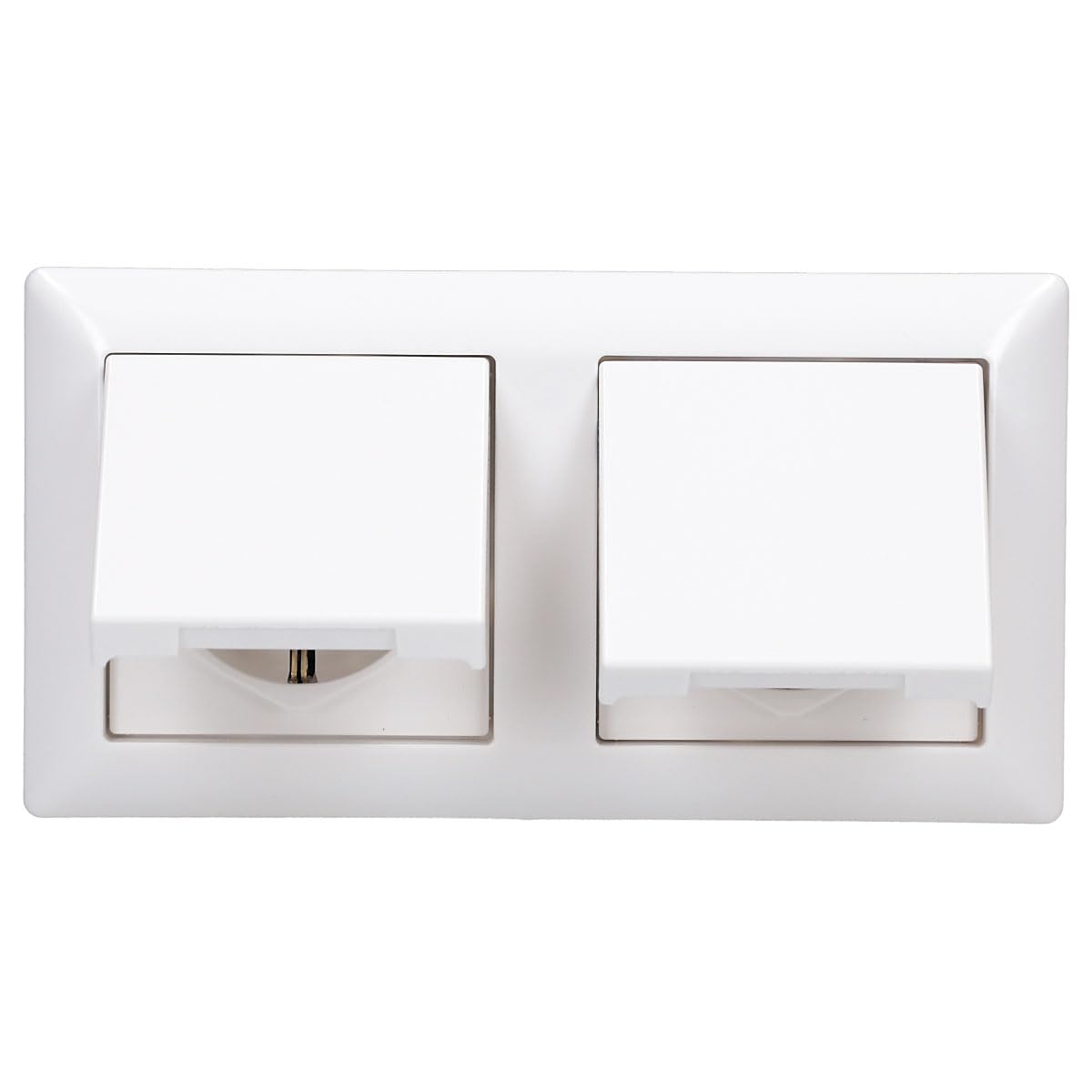 Jung SCHUKO Set Alpinweiß Serie AS AS582WW Rahmen 2-fach + 2x A1520KLWW SCHUKO® Steckdose mit Klappdeckel