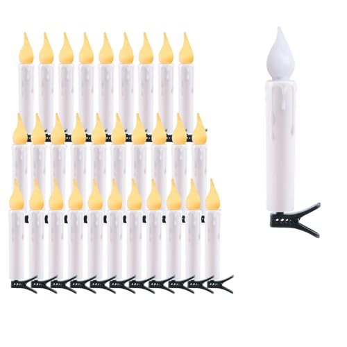 Calenxy 30er Weihnachtsbaumkerzen LED Lichterkette Kerzen mit...