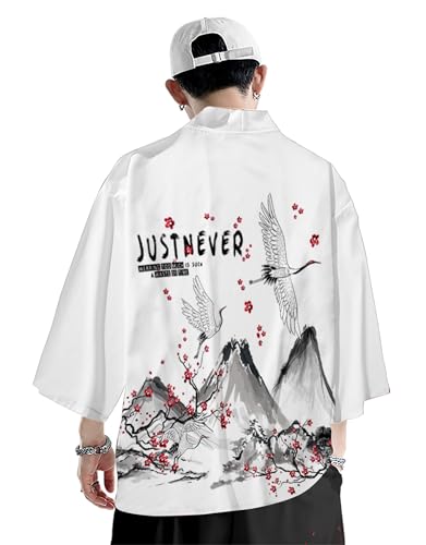 Image of DOVWOER Women's and Men Cardigan Jackets Japanese Kimono Casual Open Front Lightweight Coat